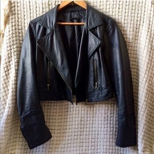 Sisley black leather moto jacket